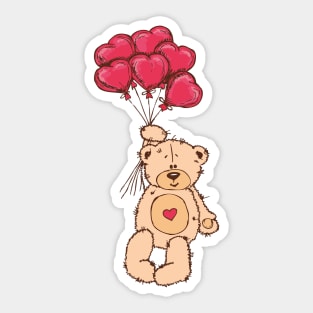 Valentine's Day - Bear with Hearts Sticker